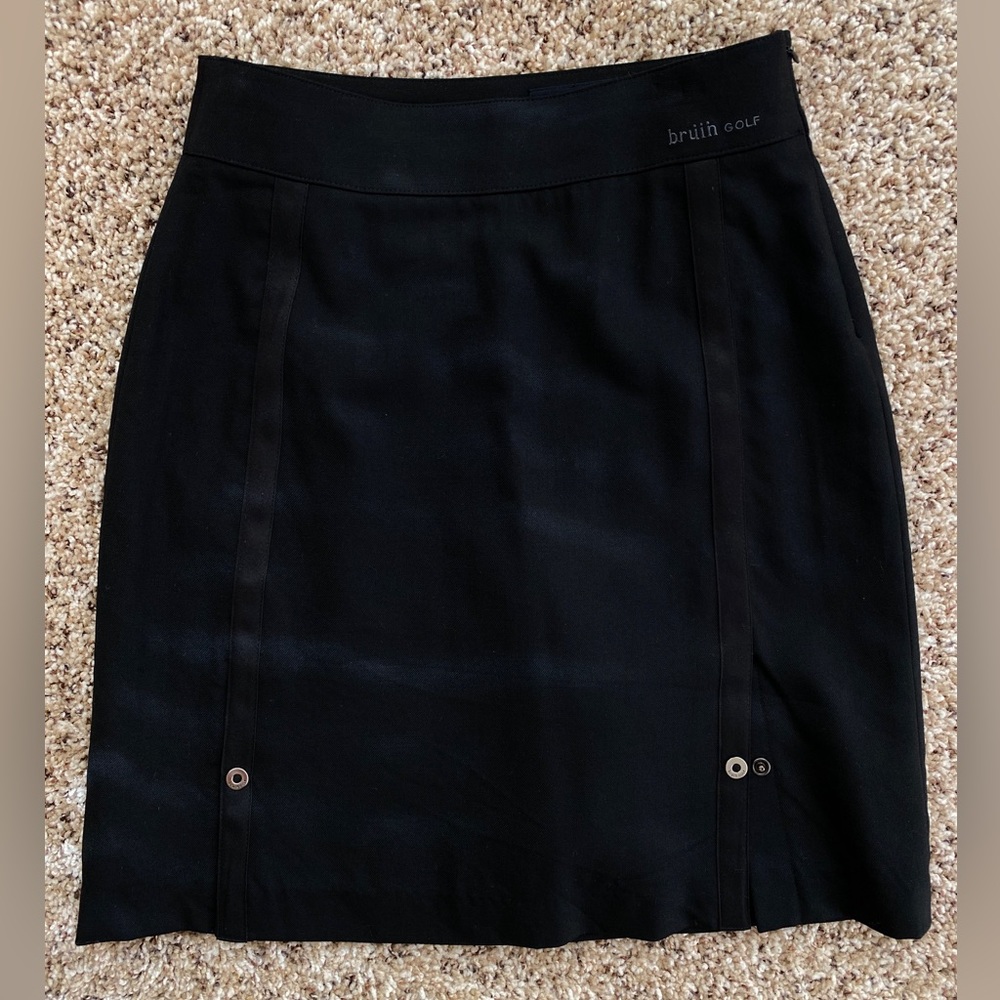 Bruin Golf Wool Skorts slits front Satin Stripes Lined Black Women's XS
